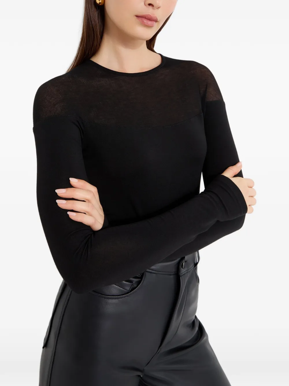  Marcella Pearl Sheer-panel Top - Black 