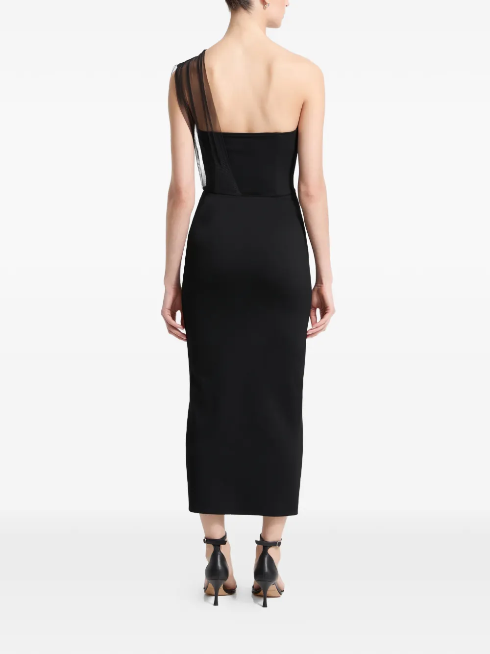 Marcella Dianne strapless midi-jurk met mesh sjaal - Zwart