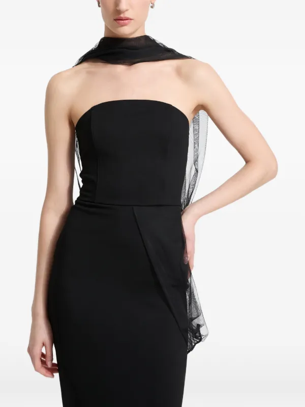 Marcella Dianne Strapless mesh-scarf Midi Dress | Black | FARFETCH ID Marcella Dianne Strapless mesh-scarf Midi Dress | Black | FARFETCH ID