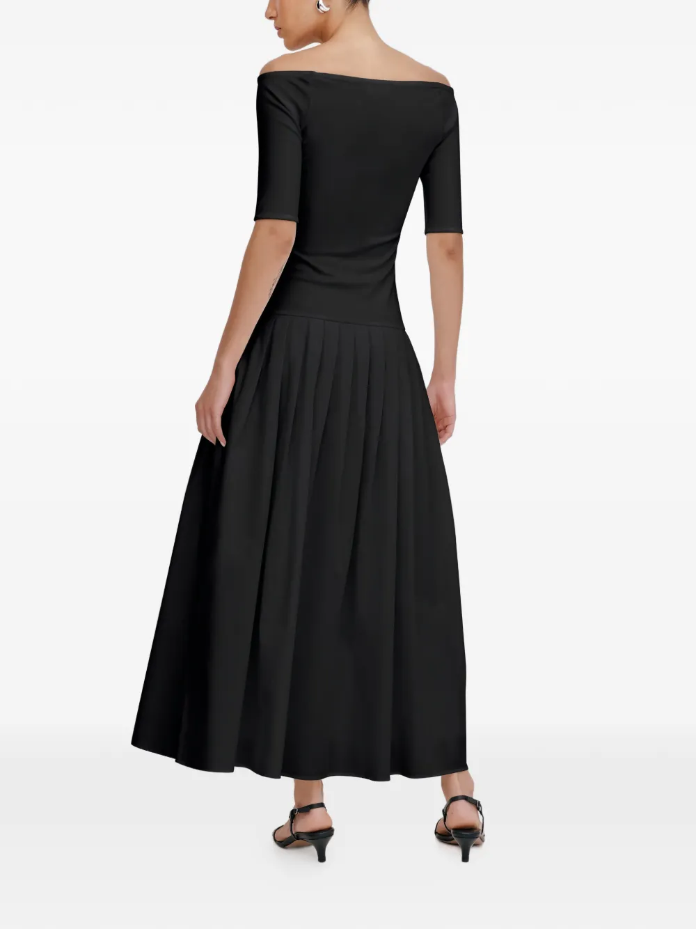Mila Off-Shoulder Pleated Midi Dress