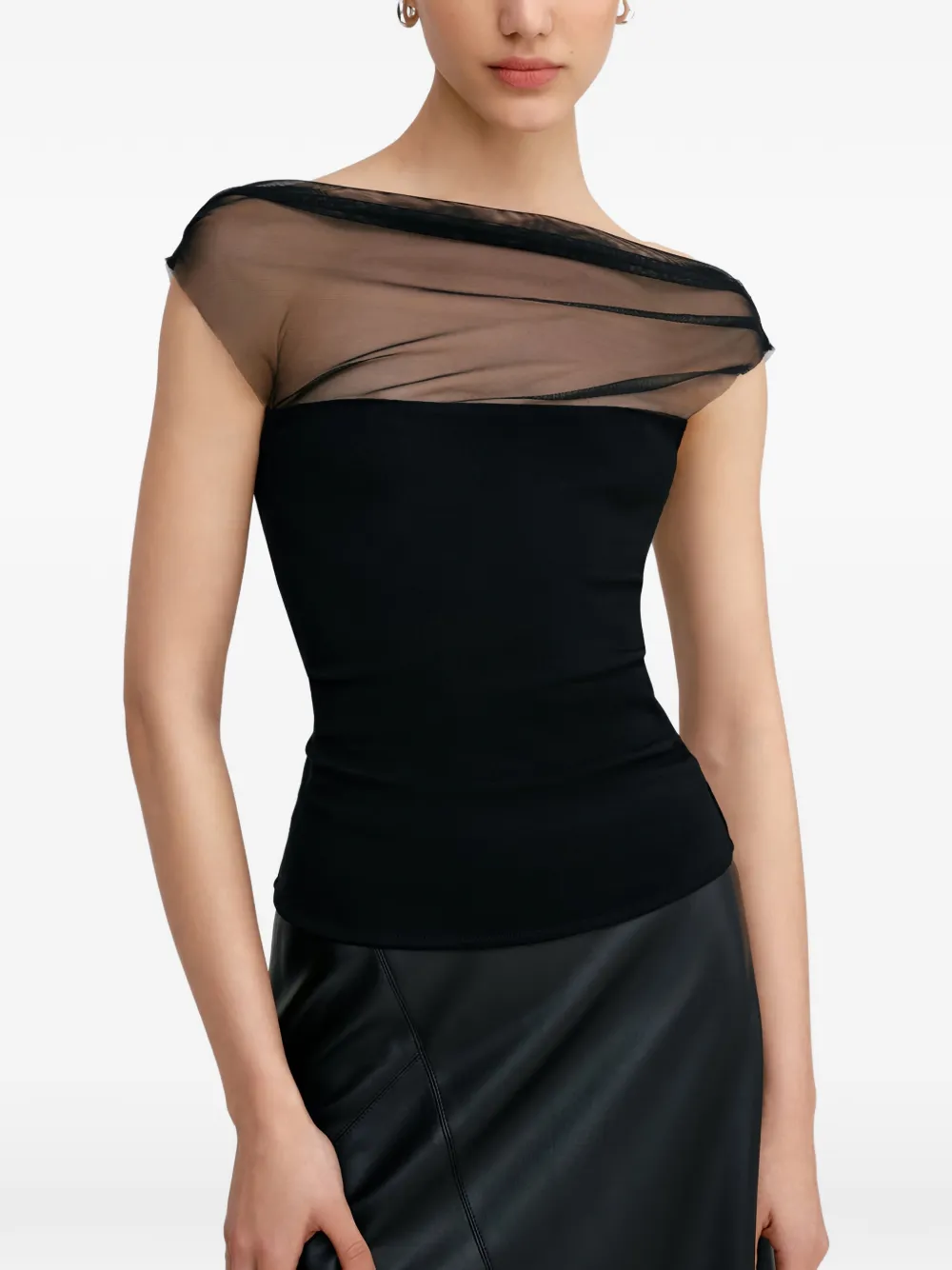 Cabrini Gathered Mesh Top
