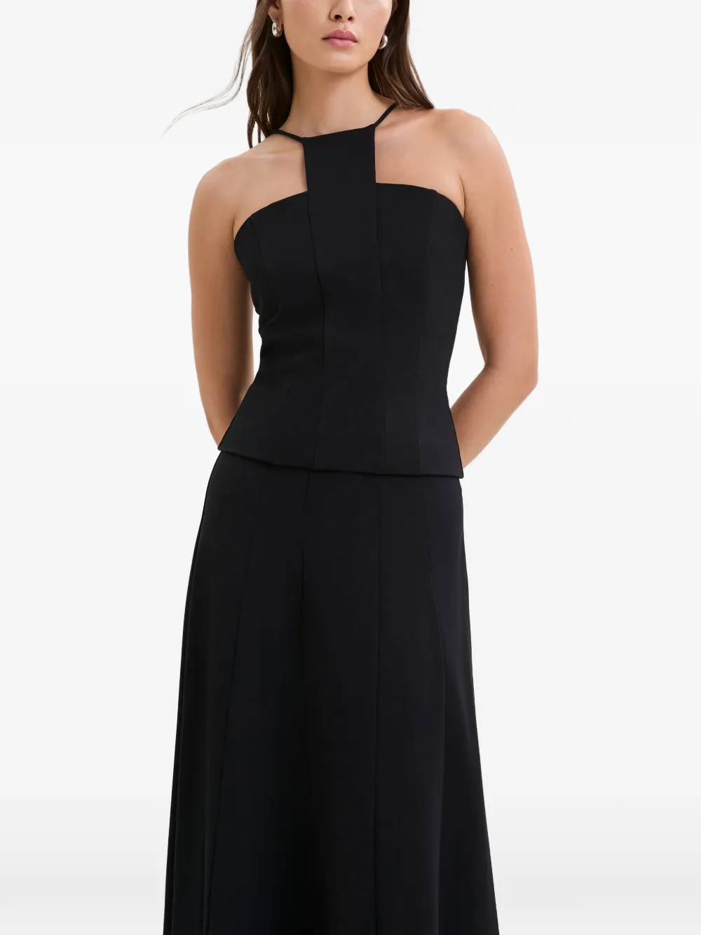  Marcella Bianca Rectangular-panel Top - Black 