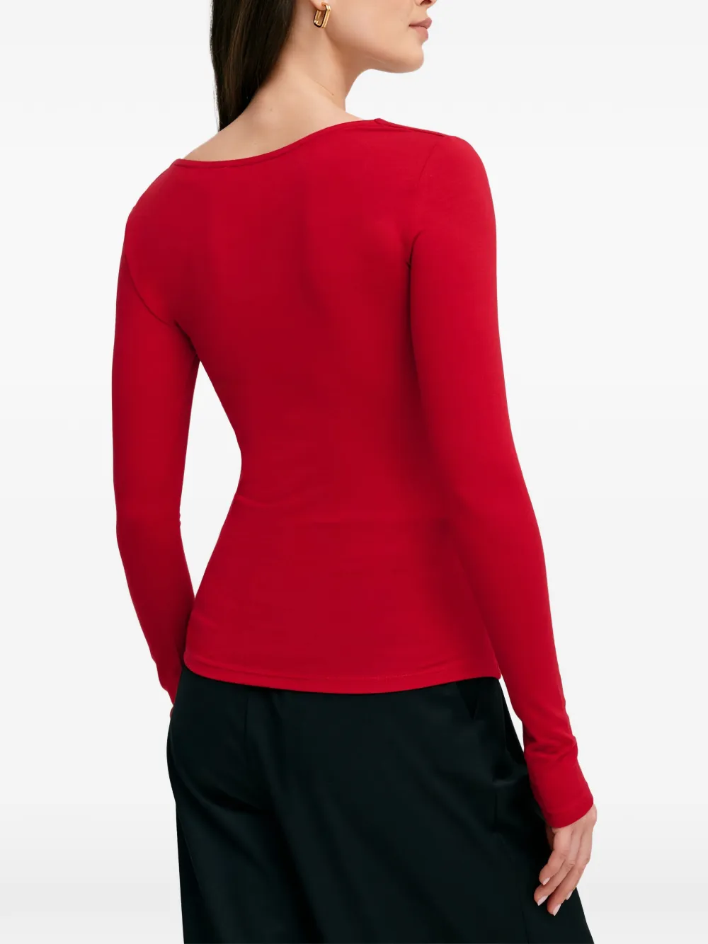  Marcella Yvonne Square-neck Long-sleeve Top - Red 
