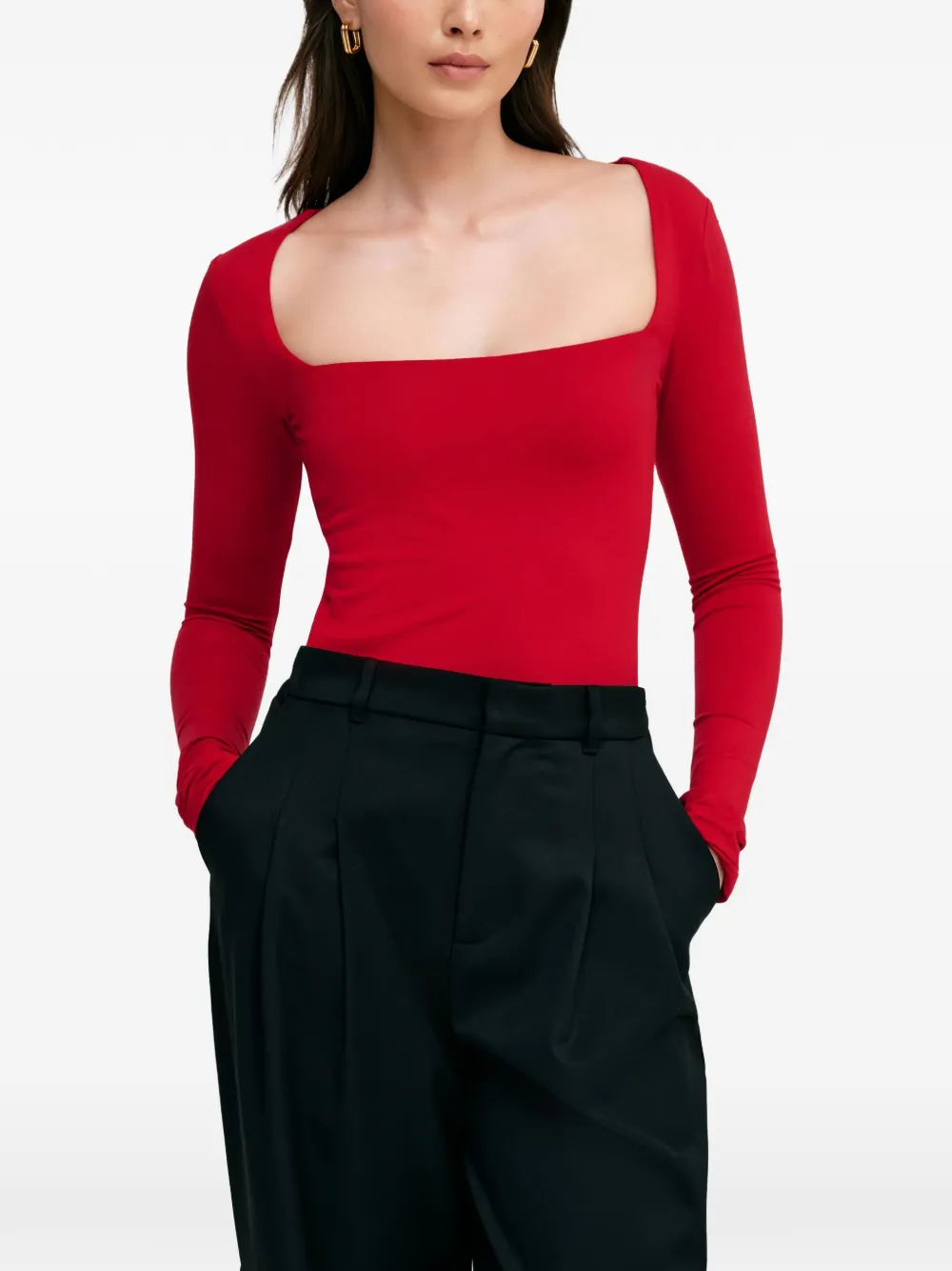Marcella Yvonne square-neck long-sleeve top | Red | Image 1