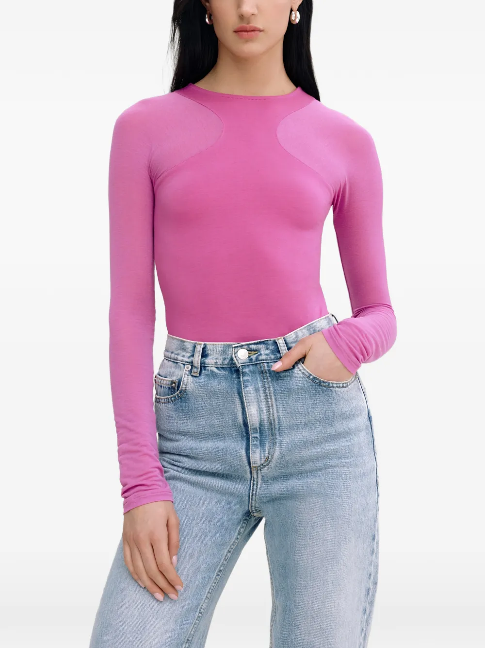  Marcella Yada Sheer-panel Long-sleeve Top - Pink 