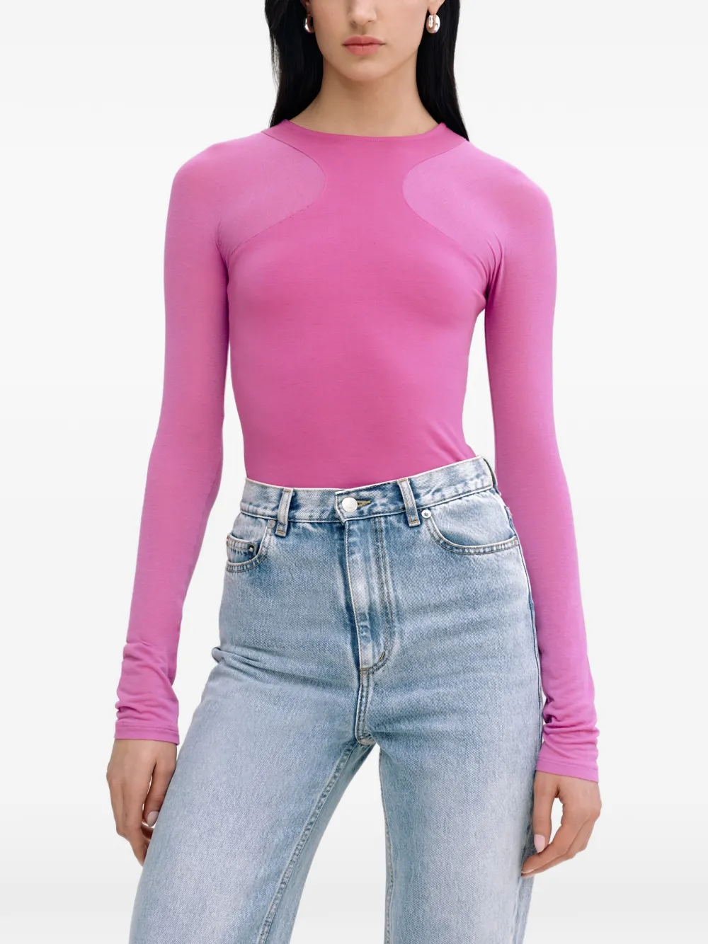Marcella Yada sheer-panel long-sleeve top | Pink | Image 1