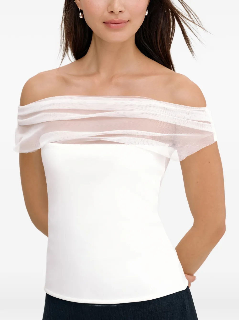  Marcella Cabrini Mesh-panel Top - Neutrals 