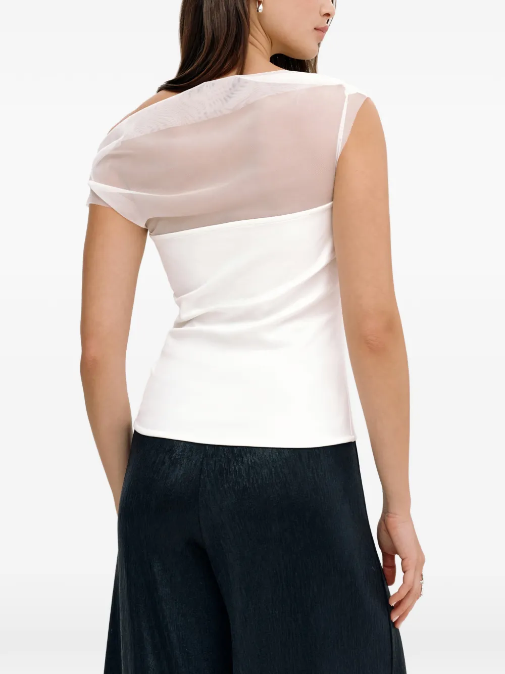 Marcella Cabrini top met mesh vlak Beige