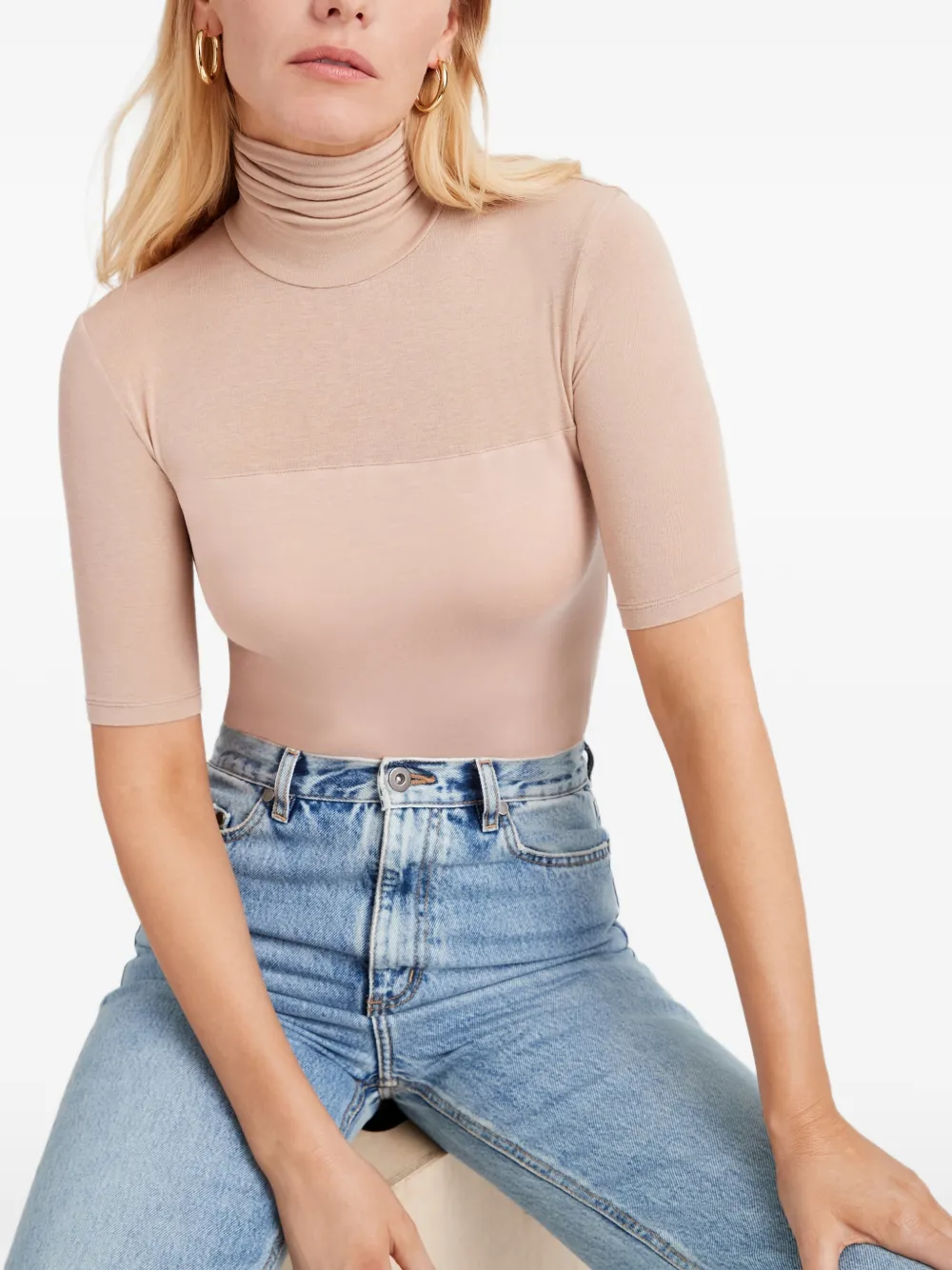 Marcella Niko top met doorzichtige hals Beige