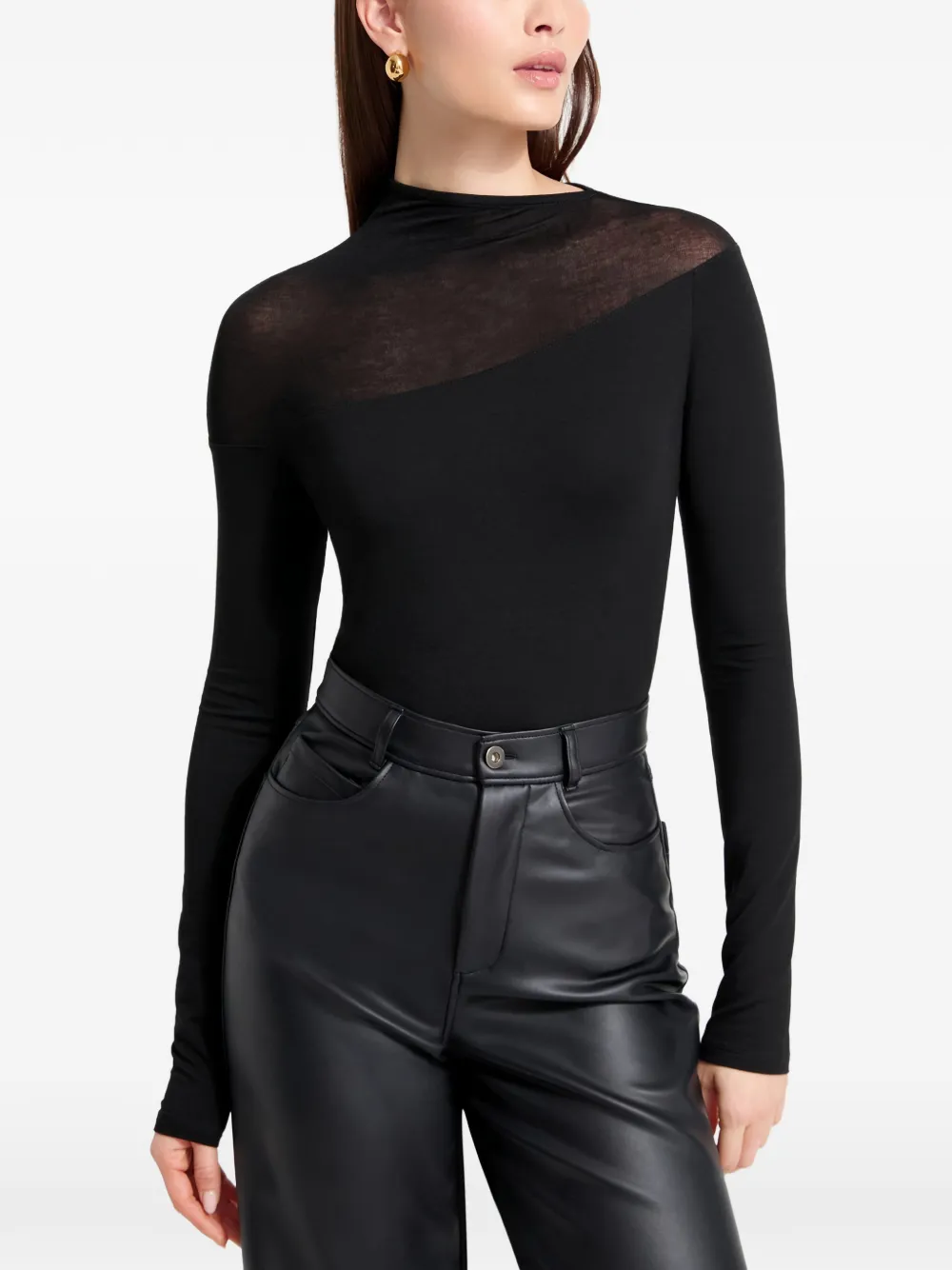 Marcella  Dove sheer-diagonal top | Black | Image 1