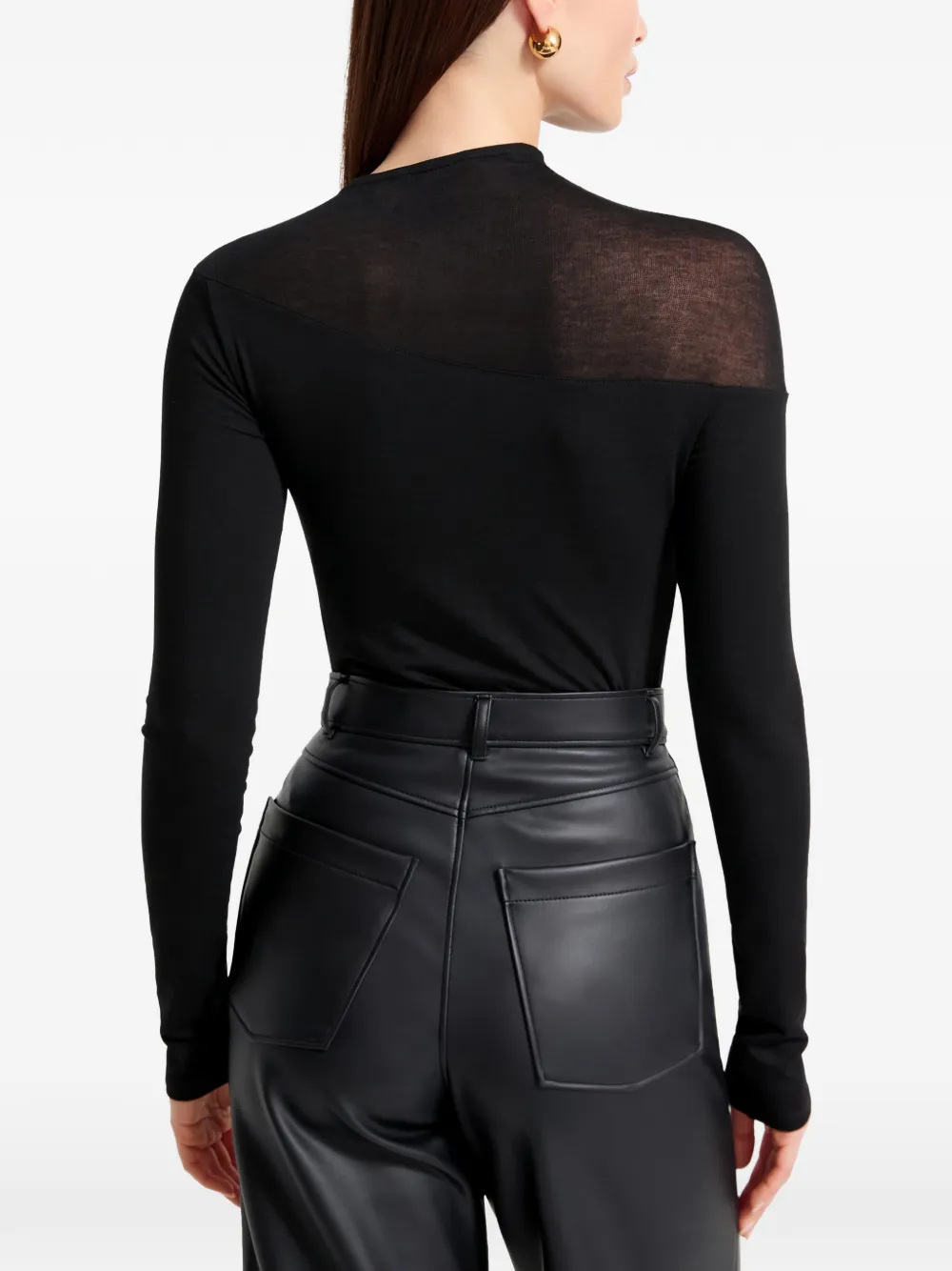  Marcella Dove Sheer-diagonal Top - Black 