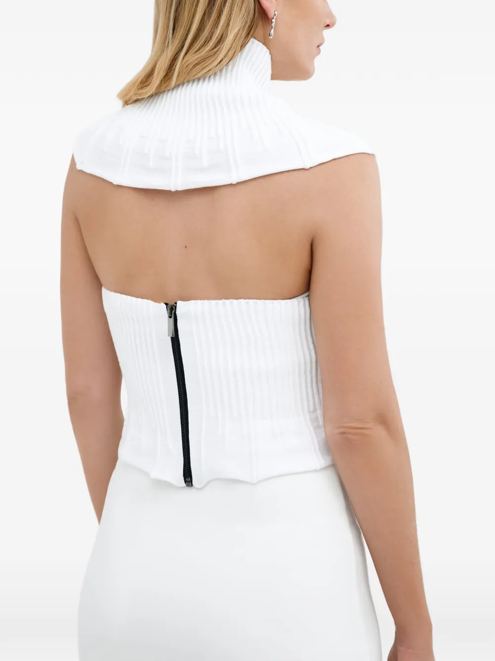  Marcella Colette Ribbed High-neck Top - White 