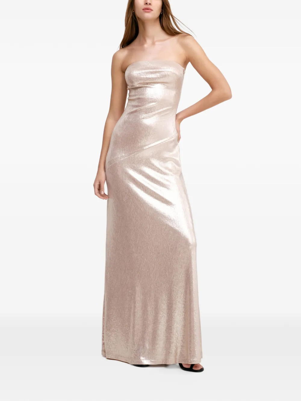 Marcella Ciel strapless maxi-jurk met afwerking Beige