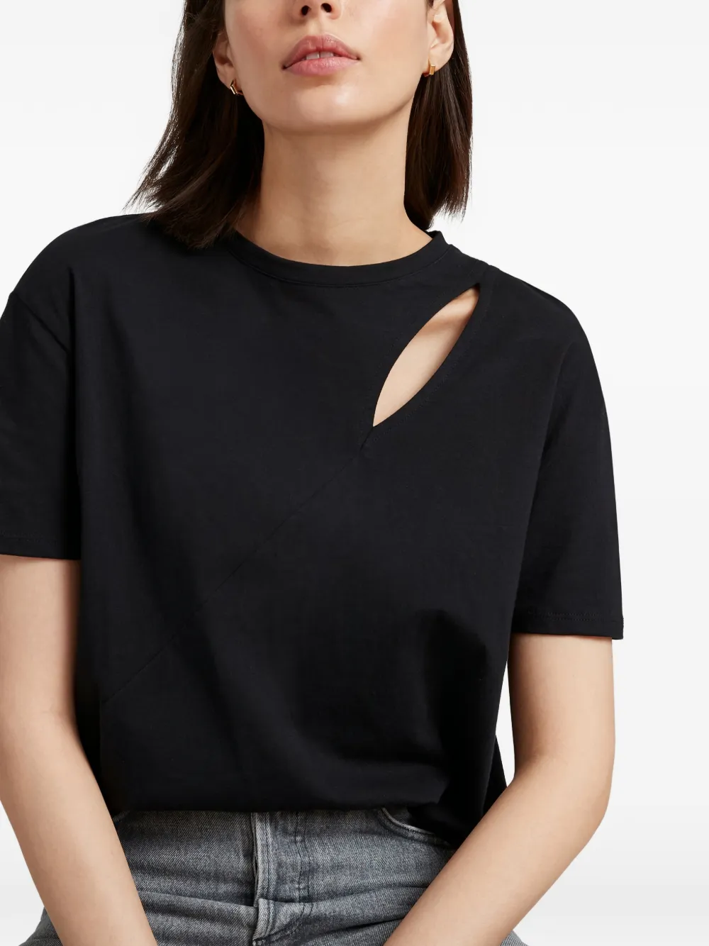 Marcella Leonie T-shirt met korte mouwen en uitgesneden details Zwart