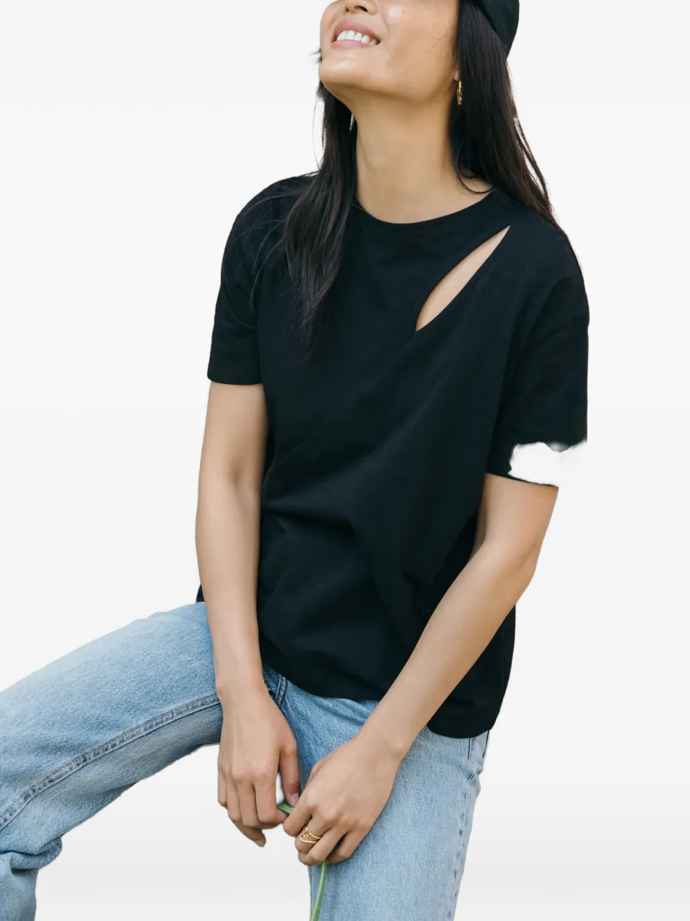 Marcella Leonie T-shirt met korte mouwen en uitgesneden details Zwart