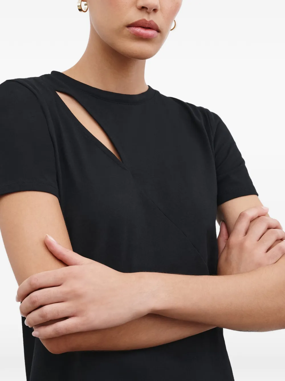 Marcella Leonie mini-jurk met korte mouwen en uitgesneden details Zwart