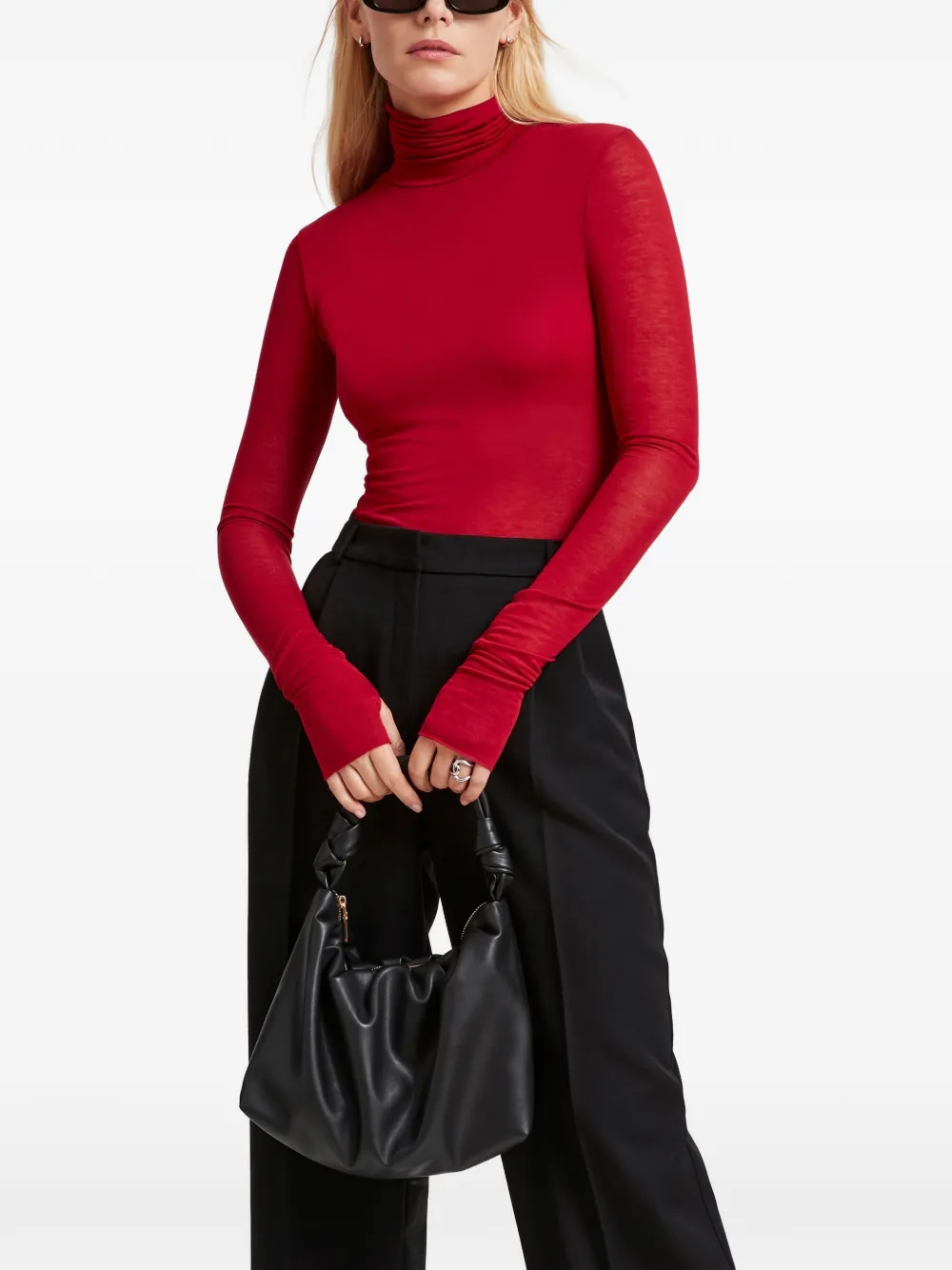 Marcella Eloise thumb-hole turtleneck top | Red | Image 1