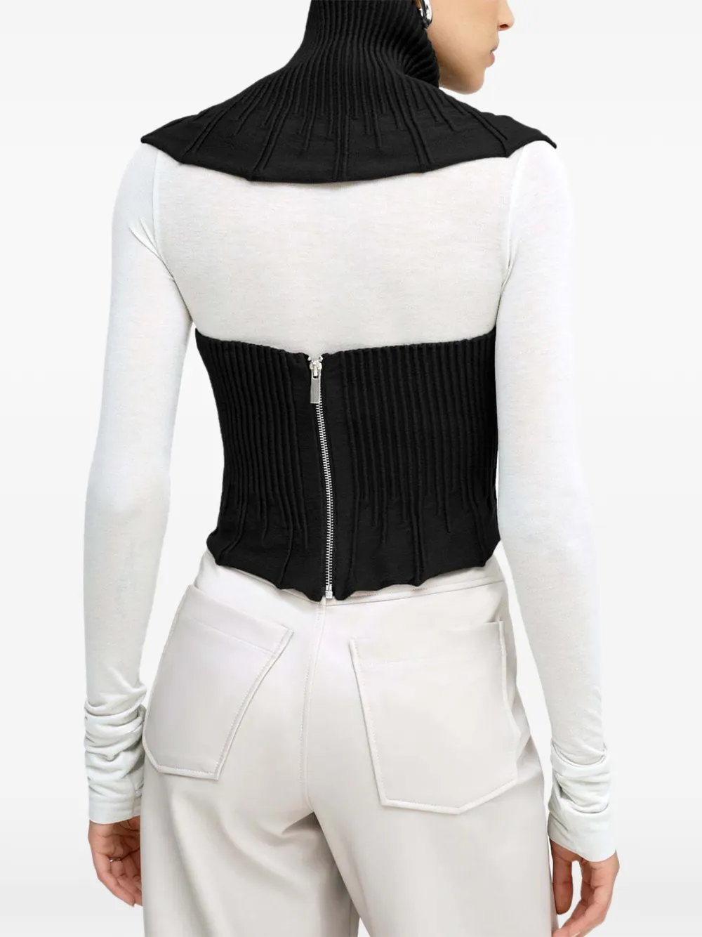 Marcella Colette geribbelde top met hoge hals Zwart