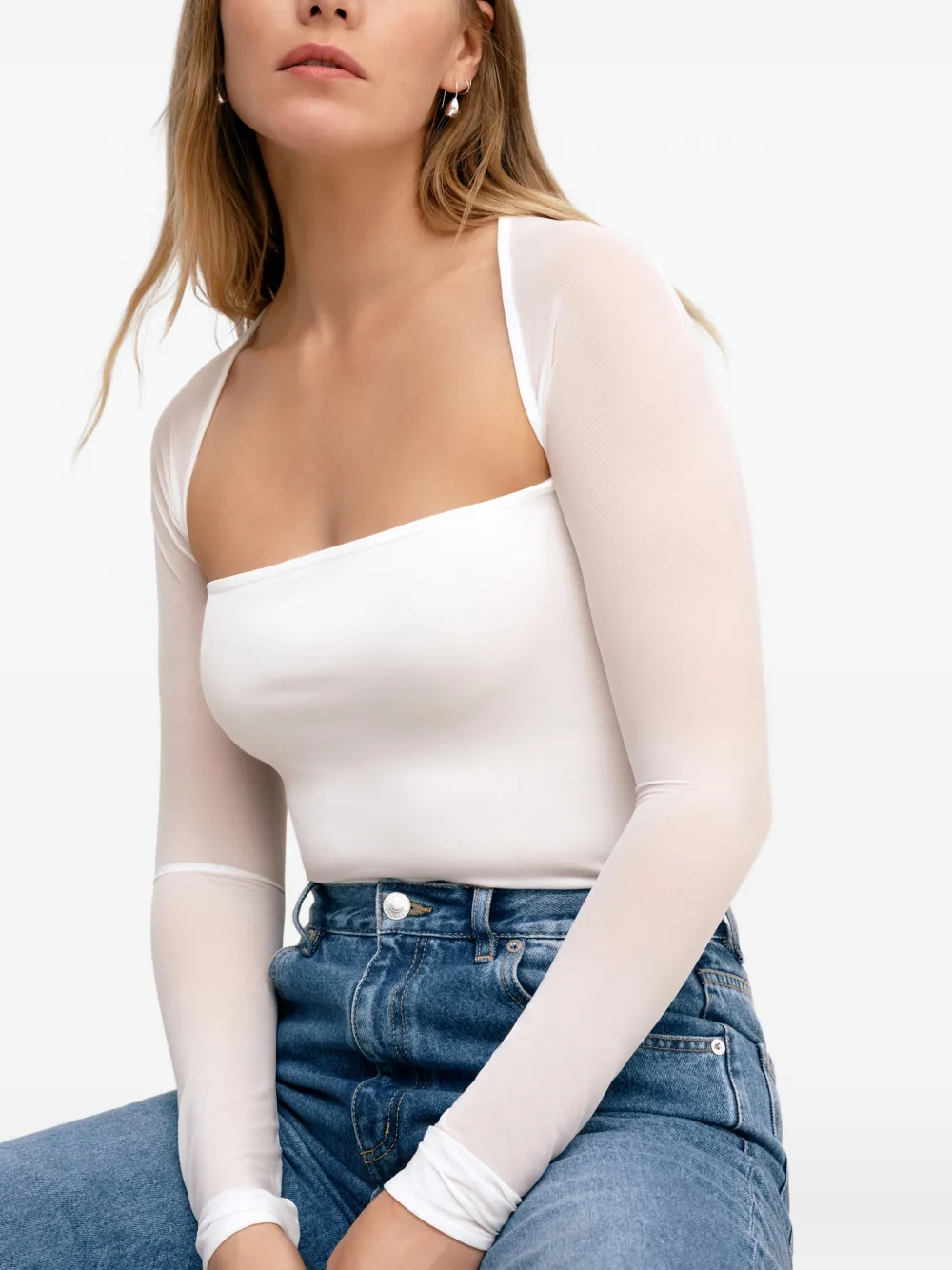 Marcella Lucia top met vierkante hals Wit
