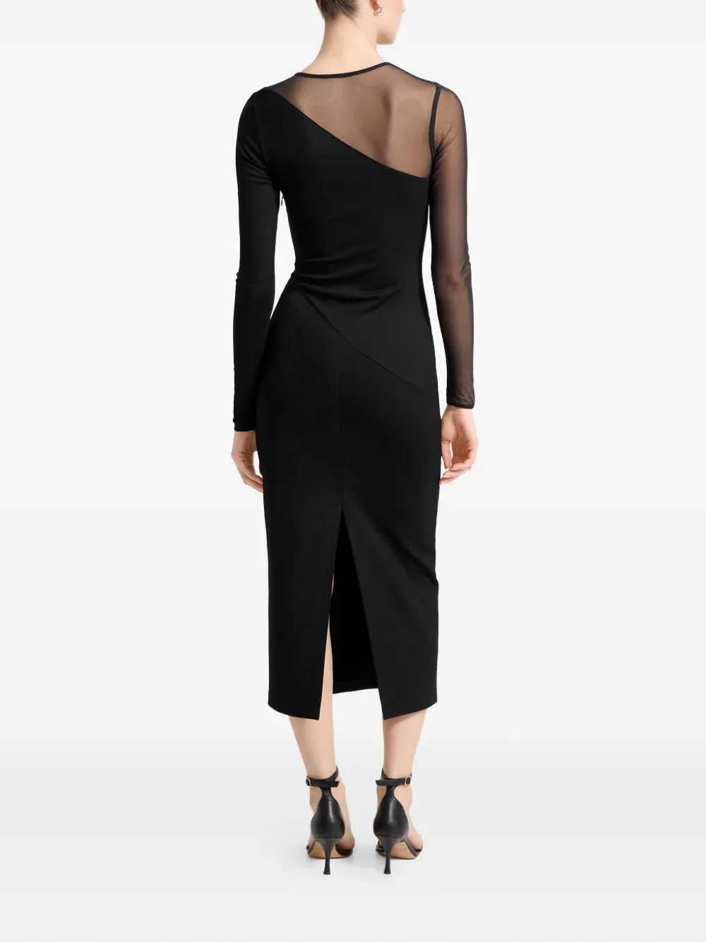  Marcella Milo Sheer-panel Midi Dress - Black 