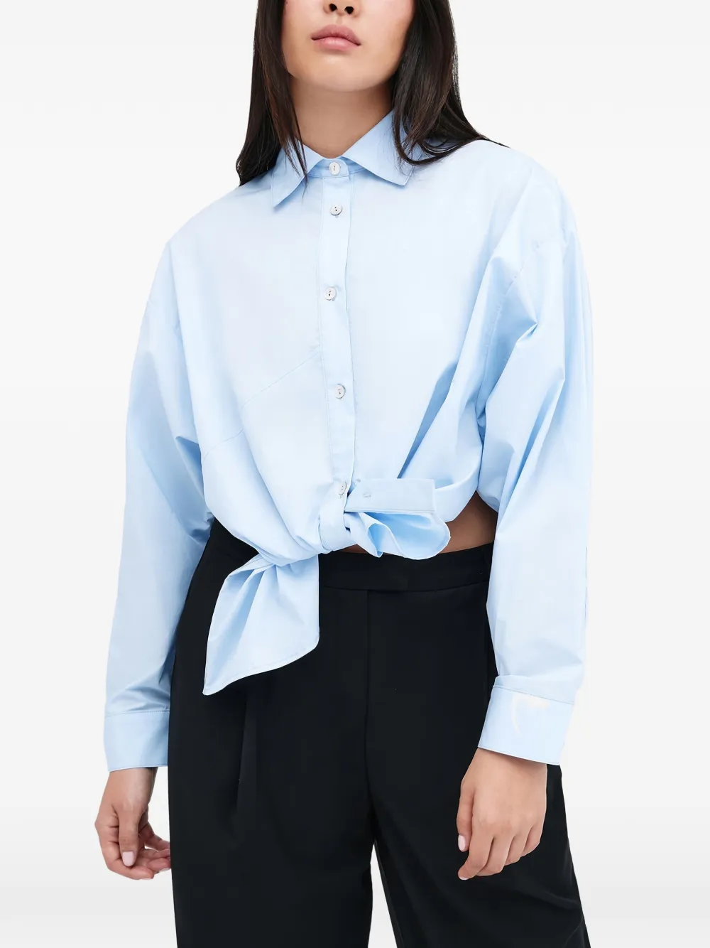 Marcella Ezra diagonal-seams buttoned-cuffs top | Blue | Image 1