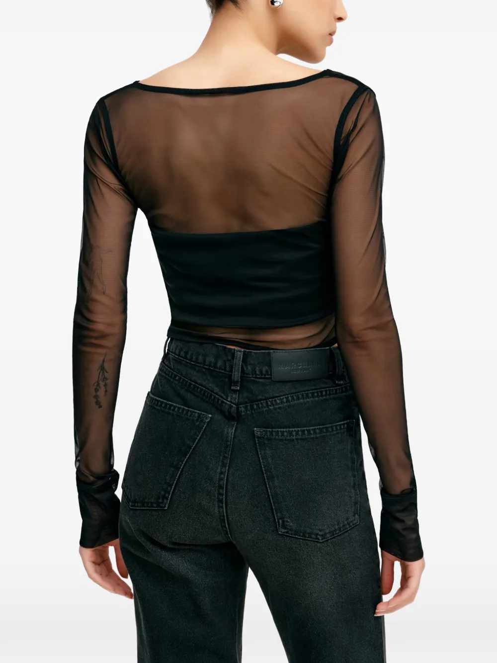  Marcella Britney Mesh-piping Top - Black 