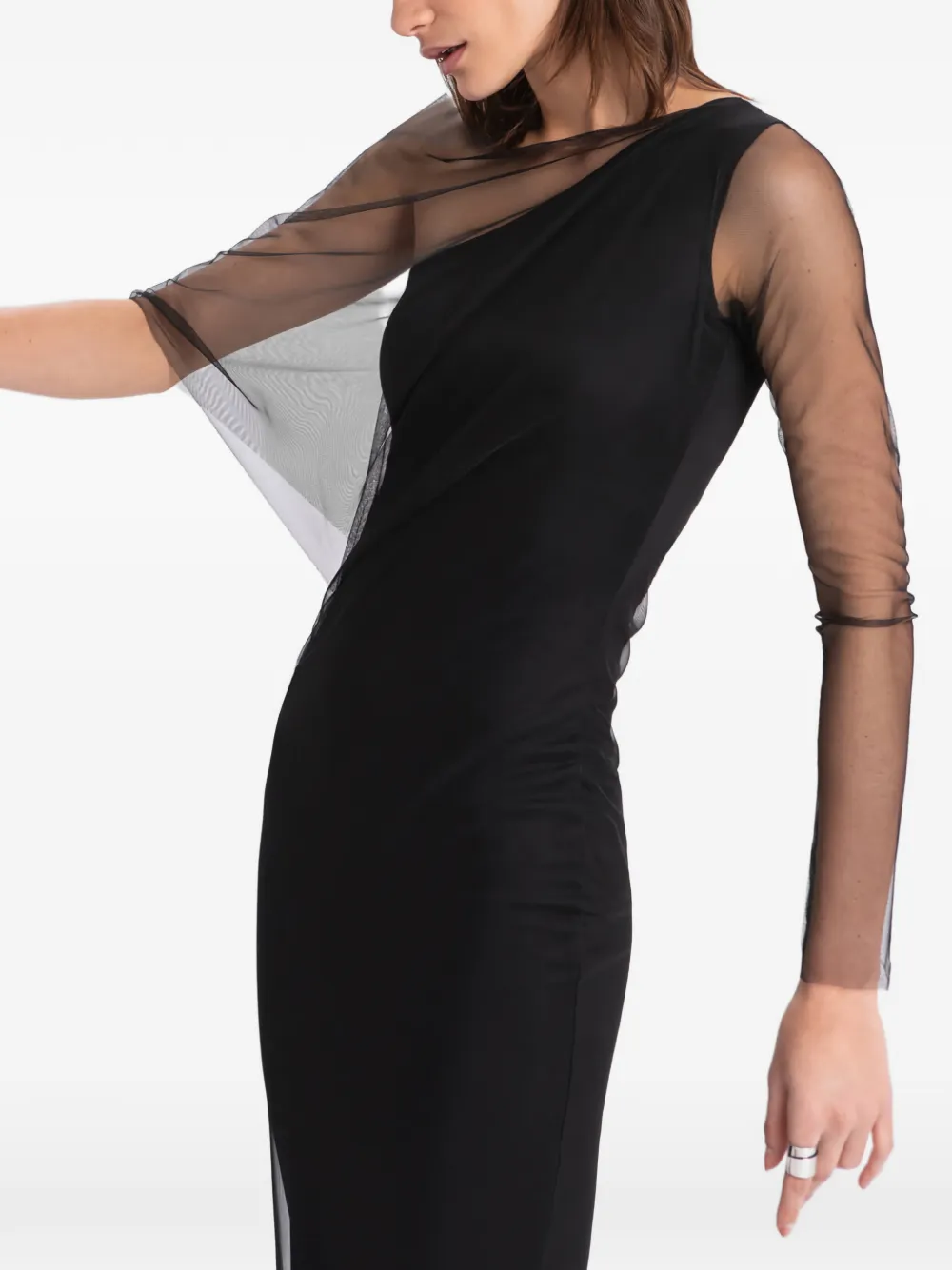 Marcella Valeria asymmetrische maxi-jurk Zwart
