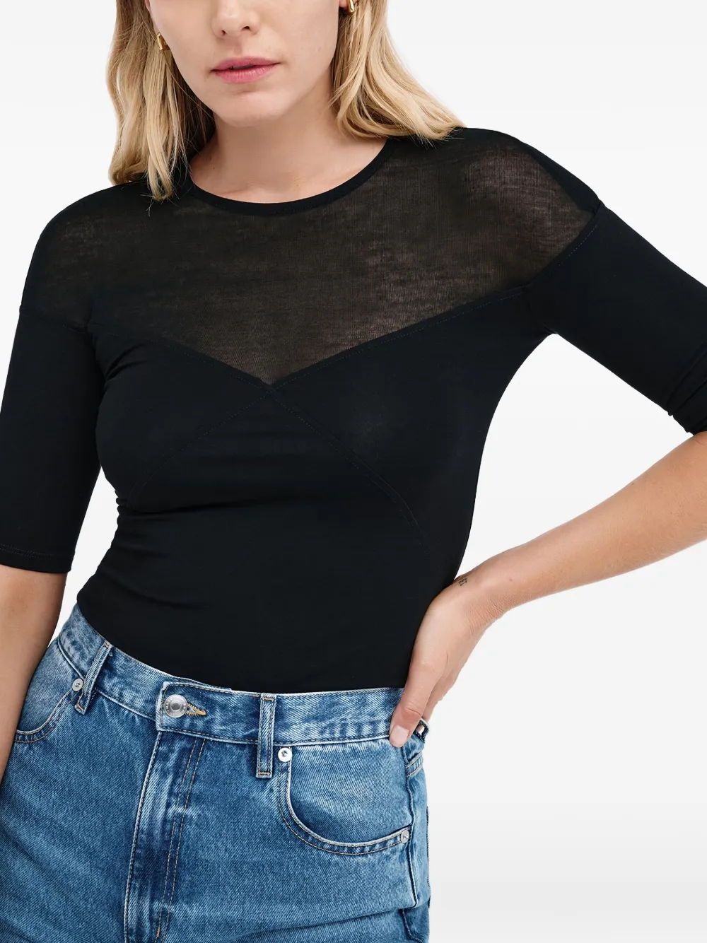 Adeline Sheer-Panel Top