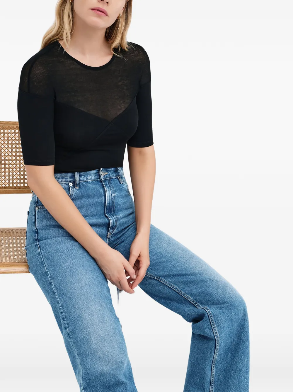 Adeline Sheer-Panel Top