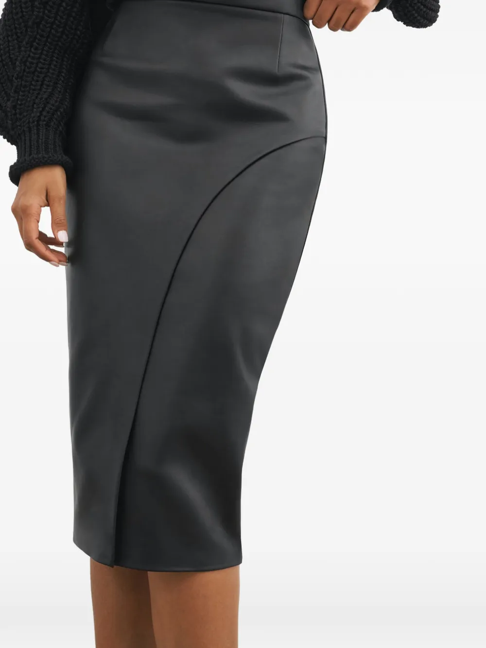 Marcella Gonna midi Nyssa con spacco - Nero