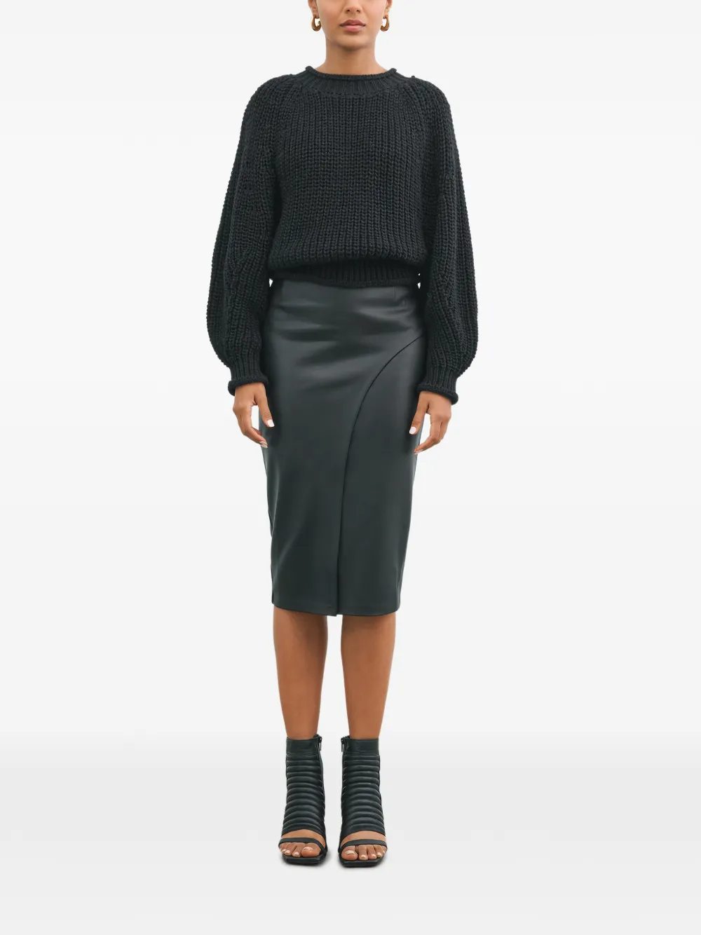 Marcella Midi-rok met split - Zwart