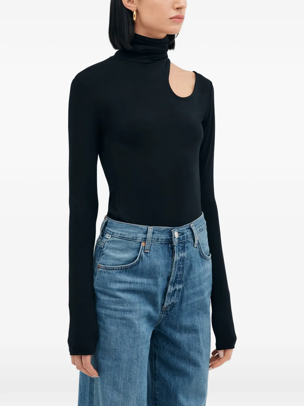 Allegra Turtle-Neck Cut-Out Top