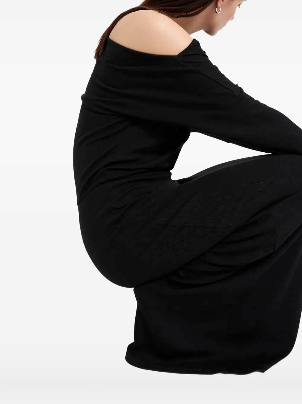 Marcella Amia asymmetrische maxi-jurk Zwart