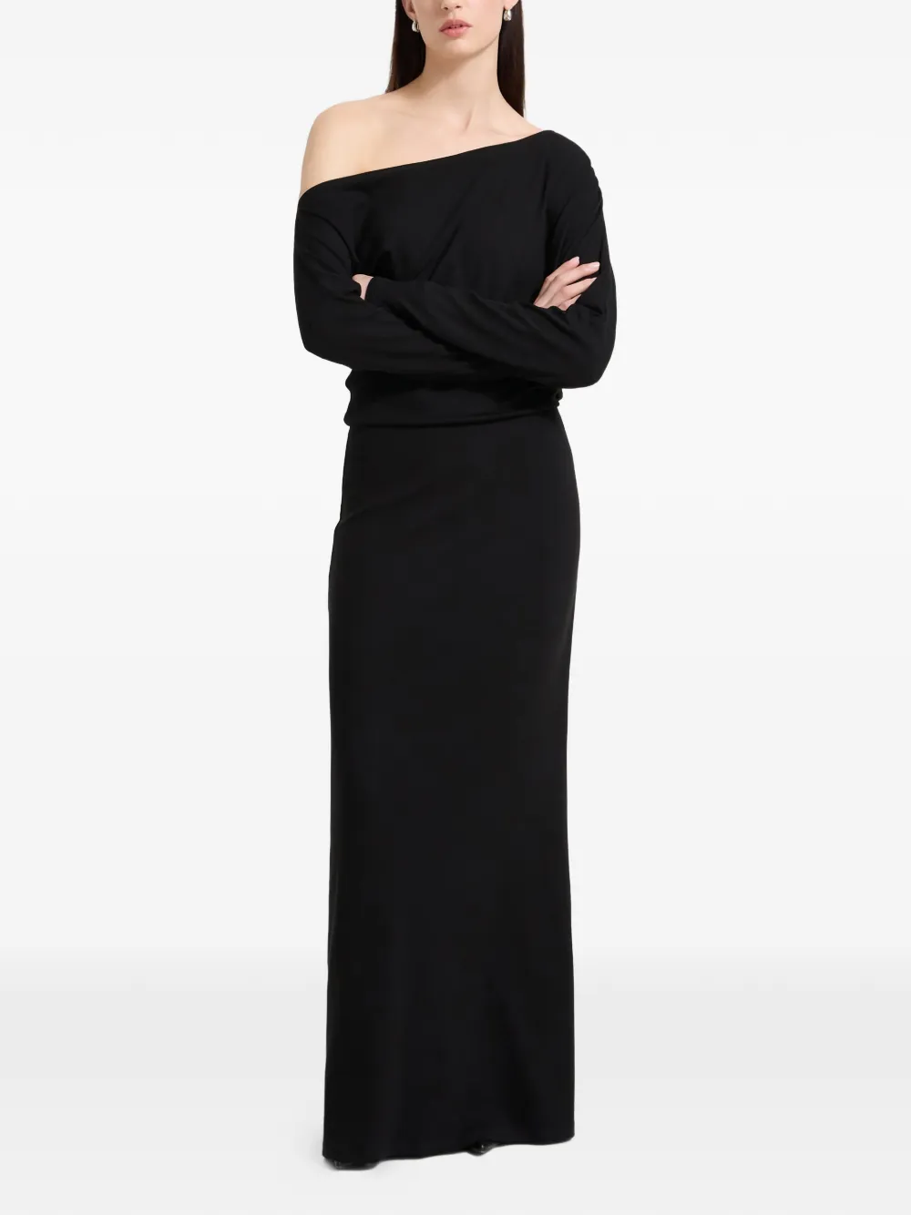 Marcella robe longue Amia à une épaule | noir | Image 1