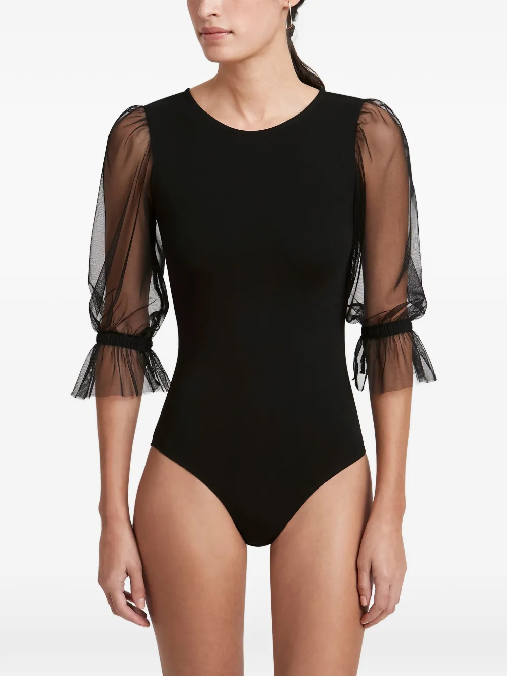 Marcella Body Bellerose con maniche in rete - Nero