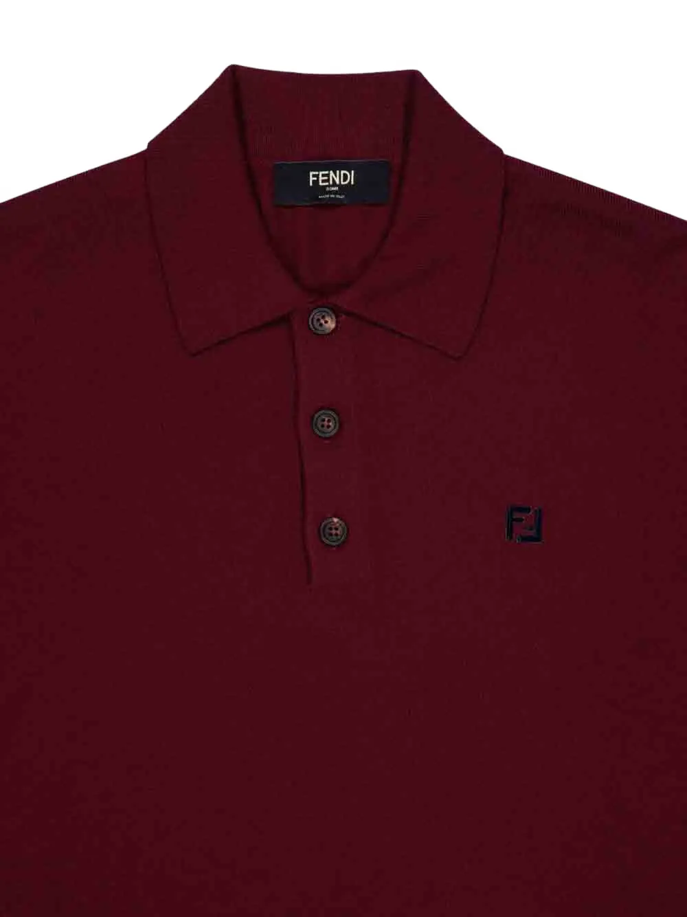 FENDI Poloshirt met lange mouwen en logo Rood