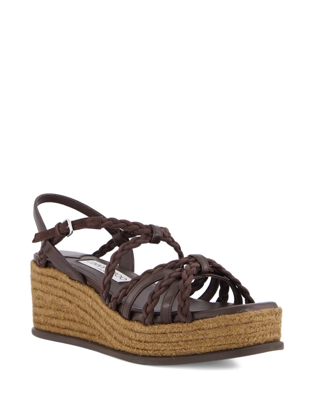 Jimmy Choo Sandalen met sleehak van gevlochten leer Bruin