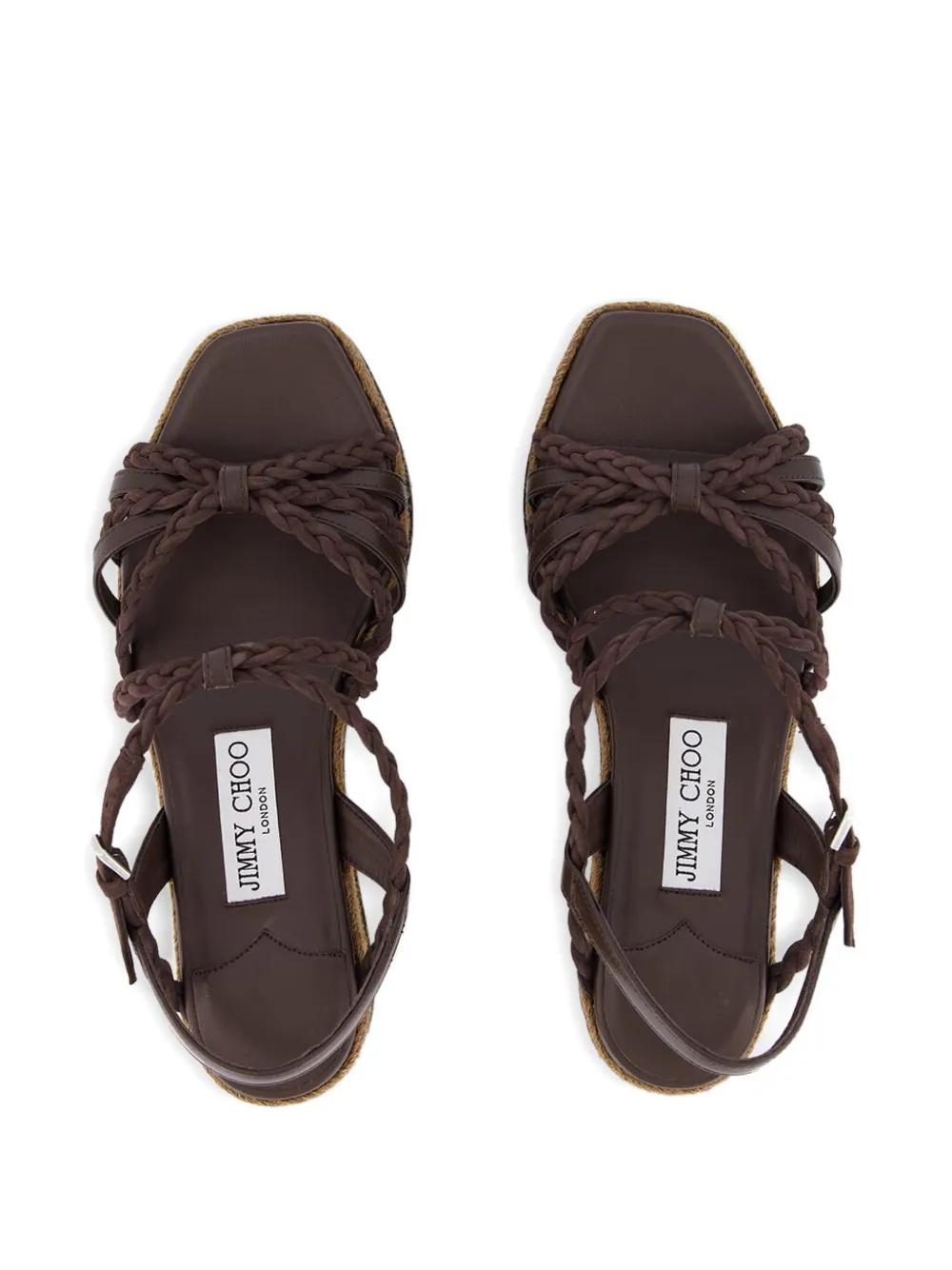 Jimmy Choo Sandalen met sleehak van gevlochten leer Bruin