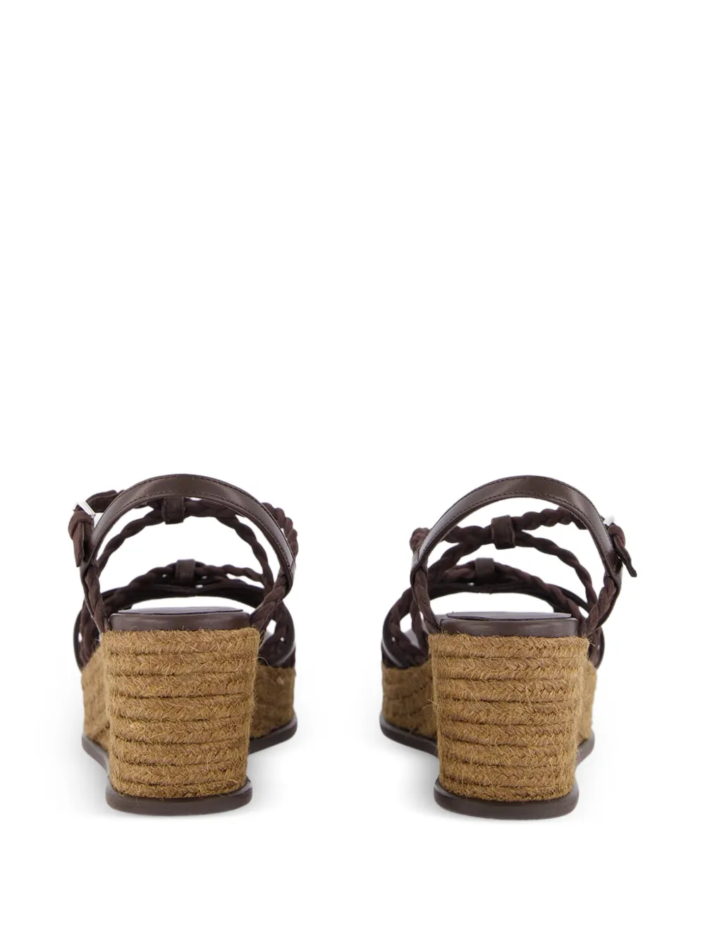  Jimmy Choo Nyra Braided-leather Wedge-heel Sandals - Brown 