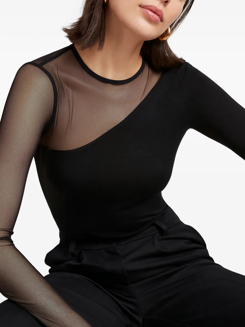 Marcella Milo asymmetrische top Zwart