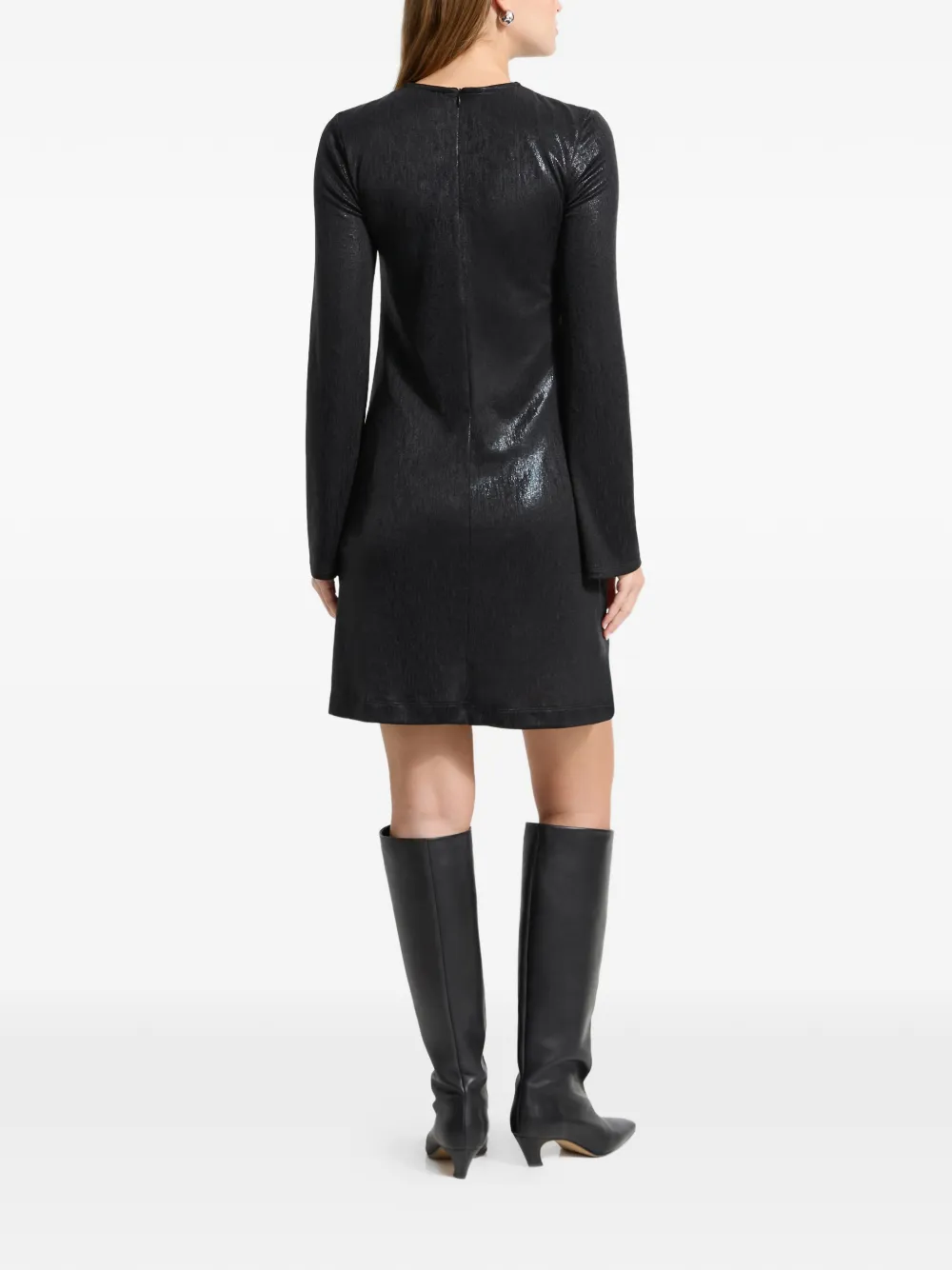 Marcella Adya metallic mini-jurk met flared mouwen Zwart