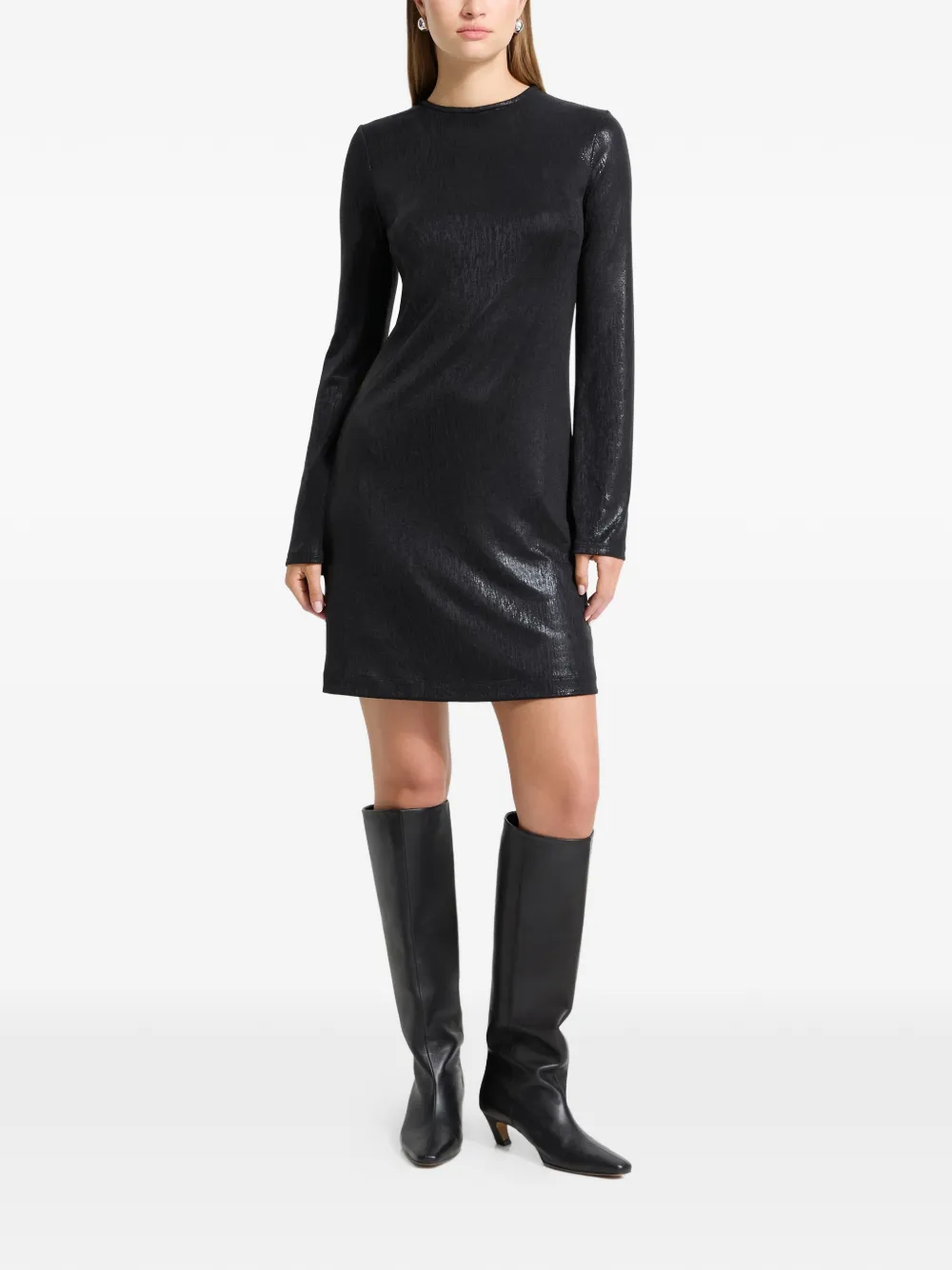 Marcella Adya metallic mini-jurk met flared mouwen - Zwart