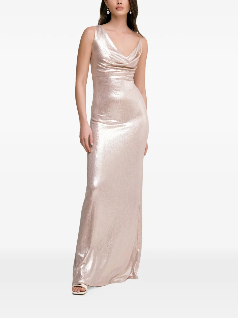 Marcella Abito Liberty lungo con scollo ampio - Toni neutri