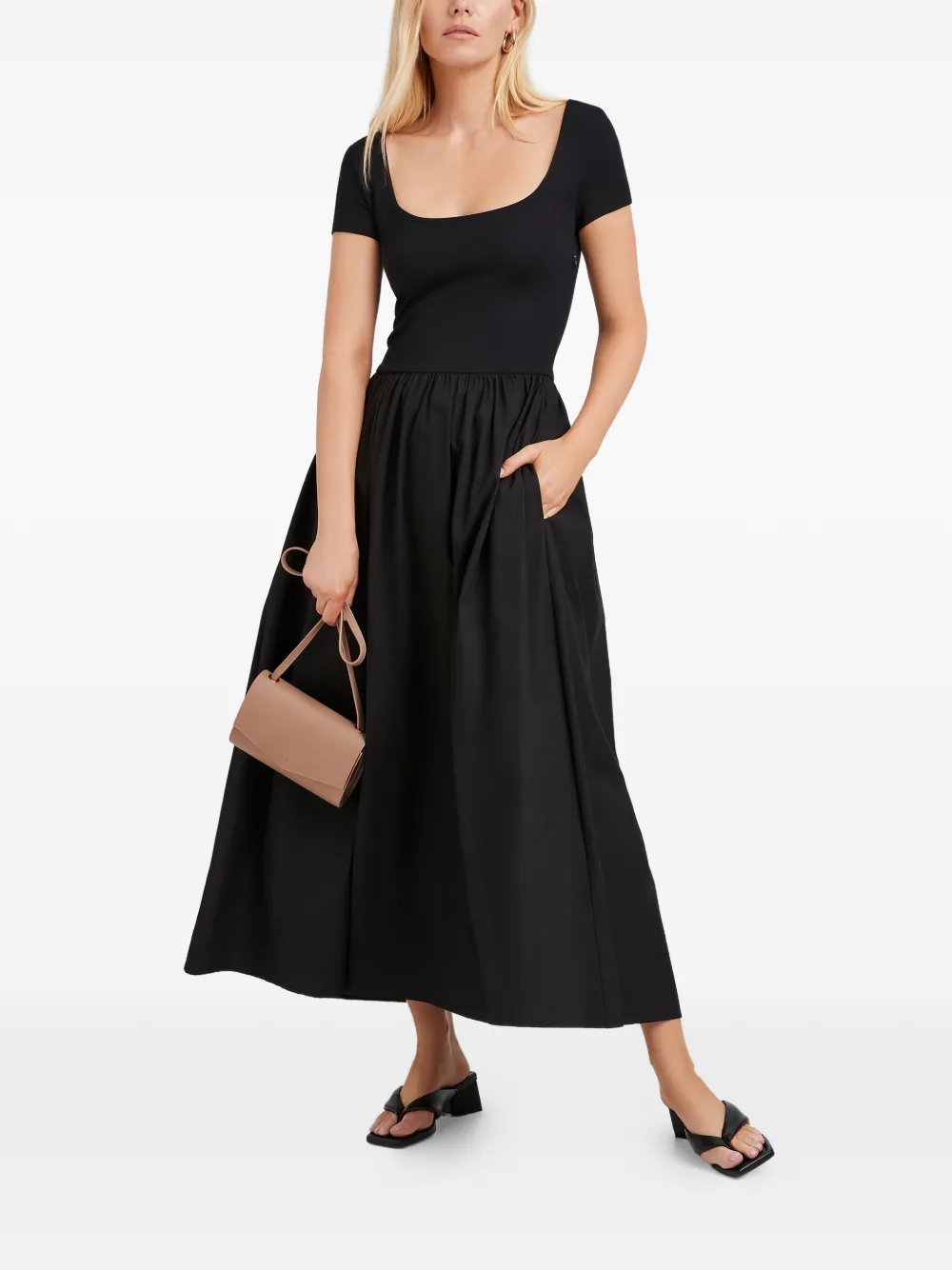 Marcella Sierra midi-jurk met korte mouwen - Zwart