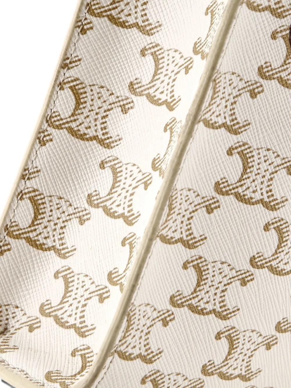 Pre-owned Celine Vertical Cabas Tote Triomphe Coated Canvas Mini Satchel In Neutral