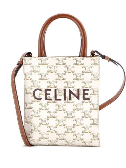 Celine Pre-Owned Vertical Cabas Tote Triomphe Coated Canvas Mini satchel