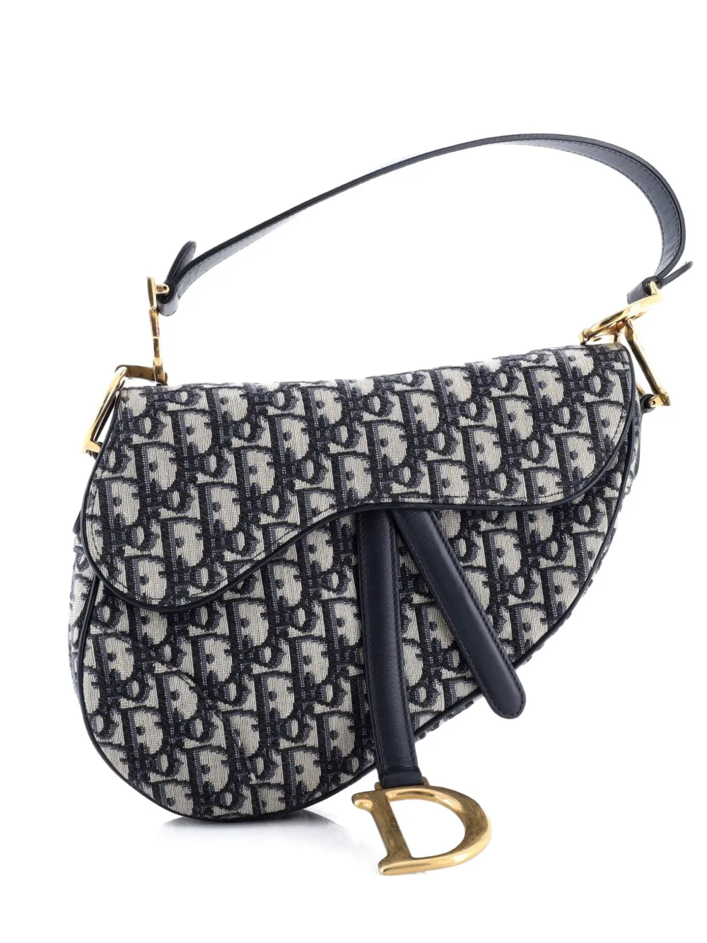 Christian Dior Pre-Owned Saddle Handbag Oblique Canvas Medium shoulder bag - Blu