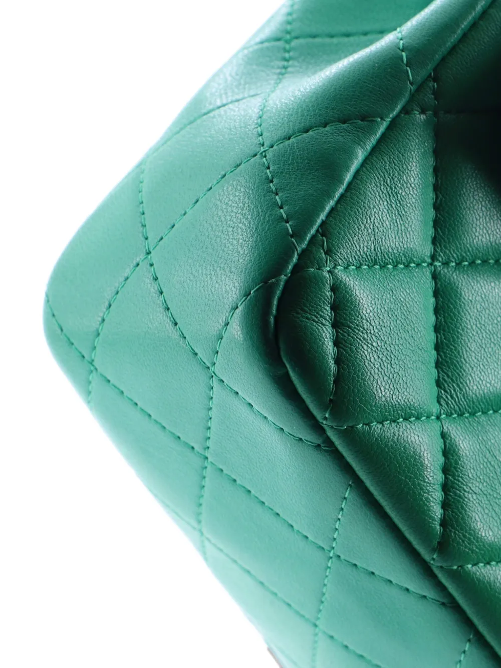 Pre-owned Chanel Classic Single Flap Bag Quilted Lambskin Mini Crossbody Bag In Green