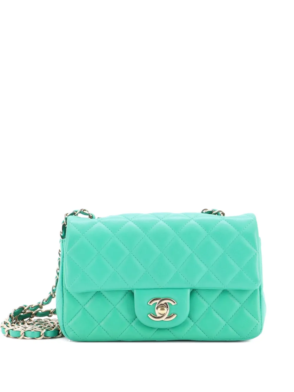 CHANEL Pre-Owned Classic Single Flap Bag Quilted Lambskin Mini crossbody bag - Verde