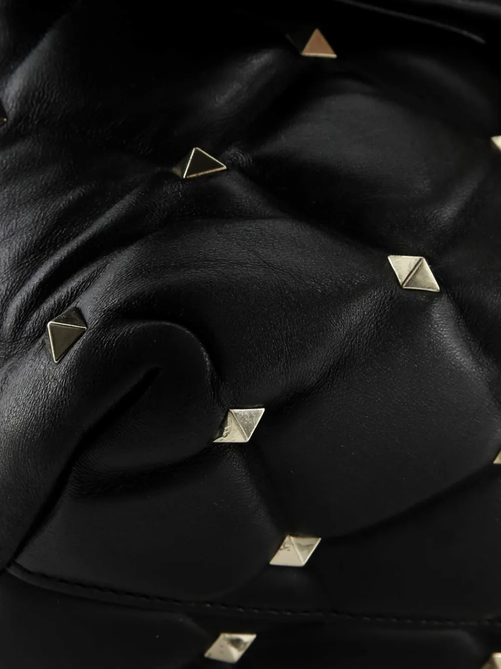 Pre-owned Valentino Garavani Candystud Top Handle Bag Leather Medium Shoulder Bag In Black